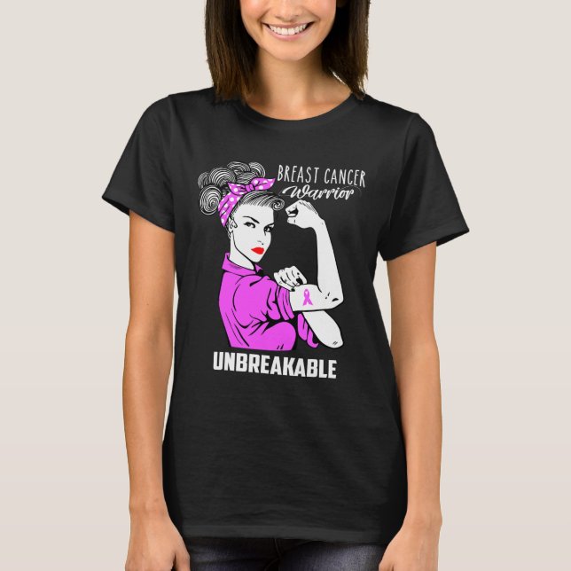 Bröstcancer Warrior Obrytable Awareness Gift T Shirt (Framsida)