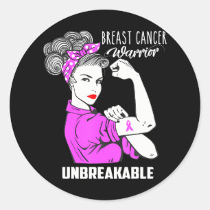 Bröstcancer Warrior Obrytbar medvetenhet Runt Klistermärke