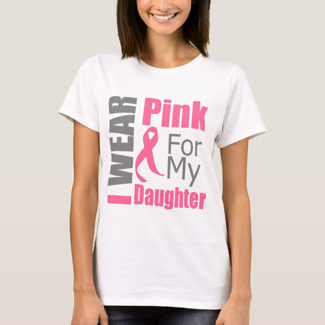 Bröstcancerbandet ha på sig jag den rosa dottern tee shirt (Framsida)