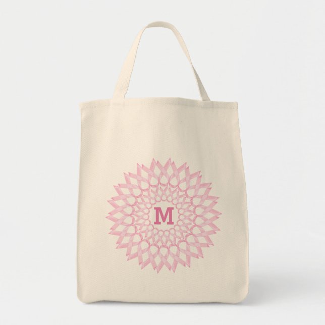 BröstcancerbandMonogram Tygkasse (Framsidan)