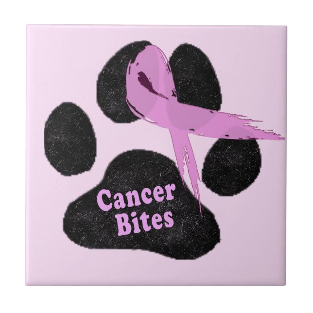 Bröstcancerbettar Rosa Band Hundpaw  Kakelplatta (Framsidan)
