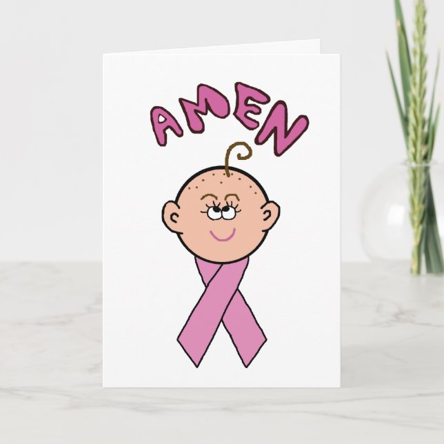BröstcancerChemo dam "Amen" hälsningkort Kort (Framsida)