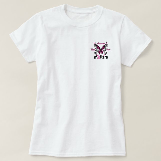 Bröstcancerfjäril 7 tee shirt (Design framsida)