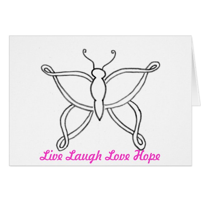 Bröstcancerfjäril Hälsningskort (Framsidan Horizontal)