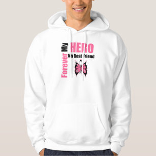 Bröstcancerför evigt min hjälte min bästa vän sweatshirt med luva