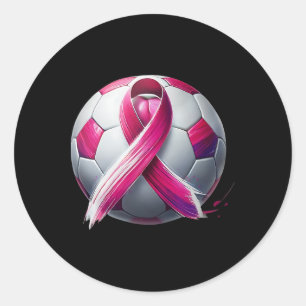 Bröstcancerfotboll Byll Rosa Band Spark För En C Runt Klistermärke