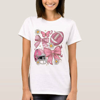 Bröstcancerfotboll Rosa Ut Helmmärkesteckning T Shirt
