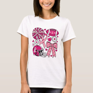 Bröstcancerfotboll Rosa ut Pompomhjälm Revben T Shirt