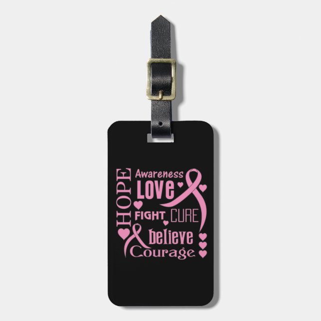 Bröstcancerhopp uttrycker Collage Bagagebricka (Vertikal Framsida)