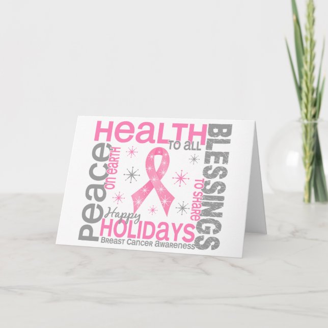 Bröstcancerjul 4 helgdagsnöflingor helgkort (Framsida)