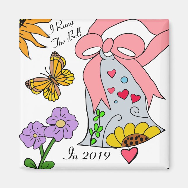 Bröstcancerklocka och bandon magnet (Framsidan)