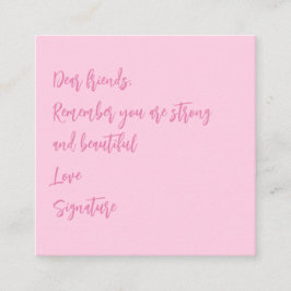 Bröstcancermånad rosa anpassad skrift tilläggskort