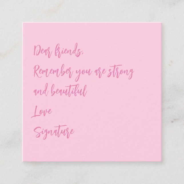 Bröstcancermånad rosa anpassad skrift tilläggskort (Framsida)