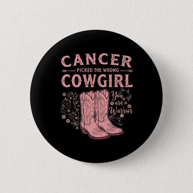 Bröstcancermånaden fick fel Cowgir Knapp (Framsida)