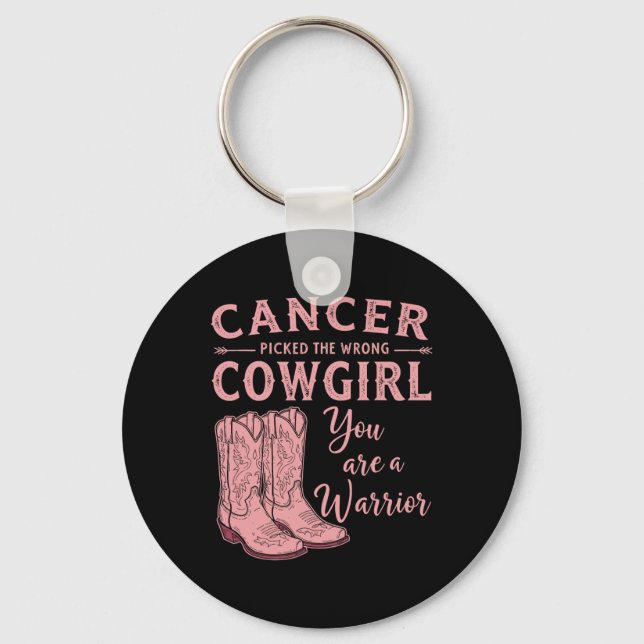 Bröstcancermånaden fick fel Cowgir Nyckelring (Framsida)