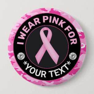 Bröstcancermedvetande Jag bär Rosa för Kamouflage Knapp