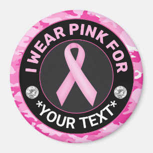 Bröstcancermedvetande Jag bär Rosa för Kamouflage Magnet