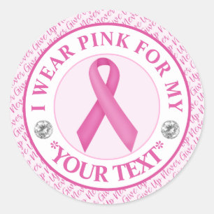Bröstcancermedvetande Jag bär Rosa För Runt Klistermärke