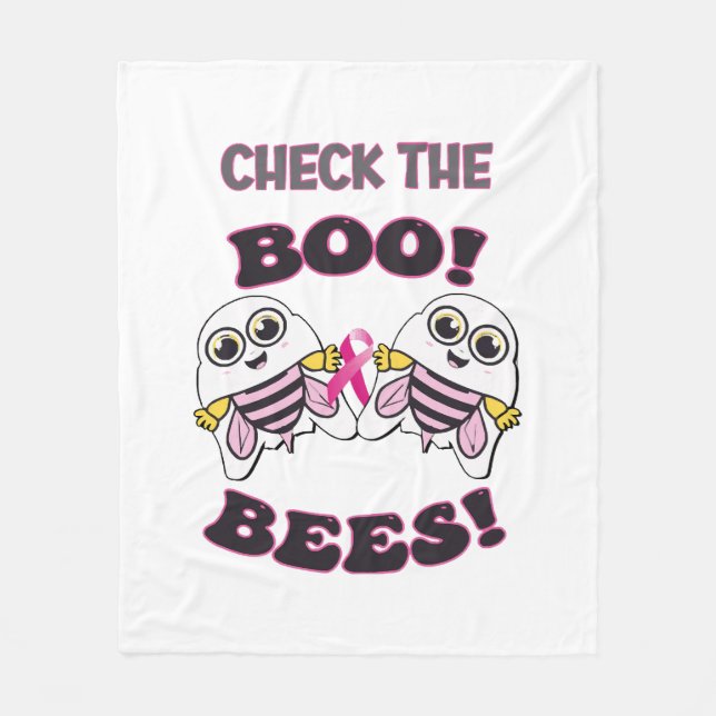 Bröstcancermedvetande Kontrollera Boo-Bees Fleecefilt (Framsidan)