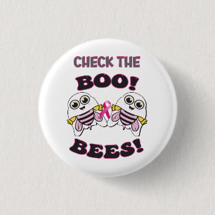 Bröstcancermedvetande Kontrollera Boo-Bees Knapp