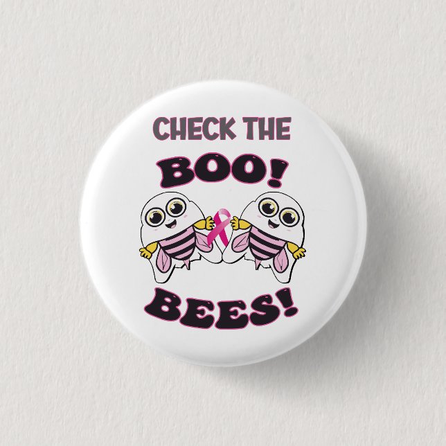 Bröstcancermedvetande Kontrollera Boo-Bees Knapp (Framsida)