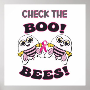 Bröstcancermedvetande Kontrollera Boo-Bees Poster