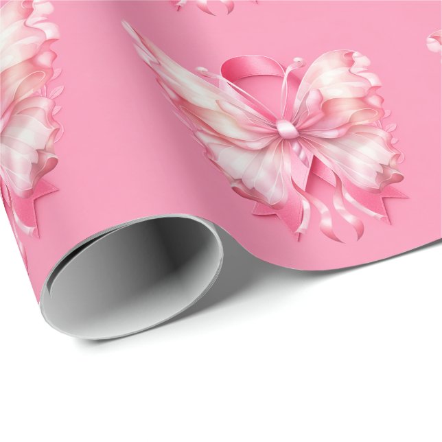 Bröstcancermedvetande med rosa band presentpapper (Rullad Hörn)