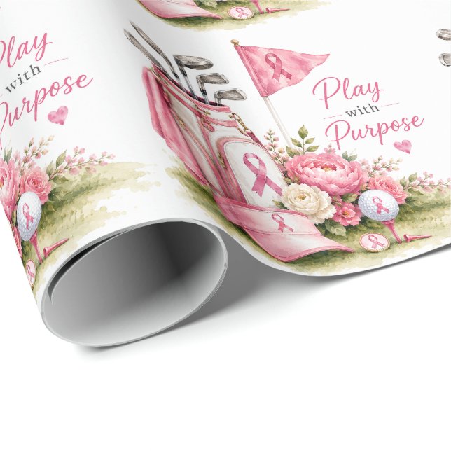 Bröstcancermedvetande med rosa band   presentpapper (Rullad Hörn)