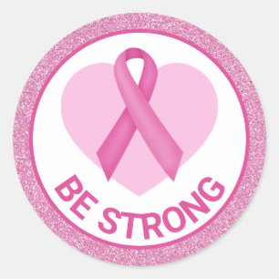 Bröstcancermedvetande Rosa Band & Hjarta Runt Klistermärke