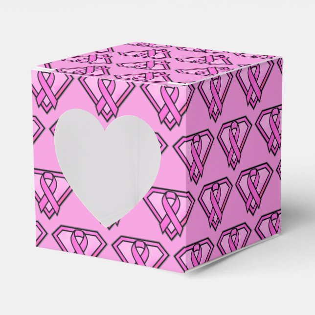 Bröstcancermedvetenhet Diamantlogotyp Rosa Presentaskar (Framsidan Sidan)
