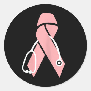 Bröstcancermedvetenhet Doktor Stethoscope Rosa Ri Runt Klistermärke