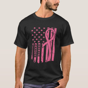 Bröstcancermedvetenhet Flagga USA Breast Cancer T Shirt