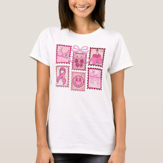Bröstcancermedvetenhet Frimärken Band Konst T Shirt