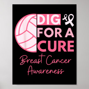 Bröstcancermedvetenhet Gräv För En Volleyboll Rosa Poster