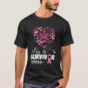 Bröstcancermedvetenhet K Butterfly Jag är en Survi T Shirt
