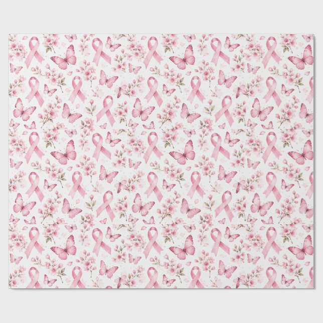 Bröstcancermedvetenhet Rosa Band Inpackningspapper Presentpapper (Platt)