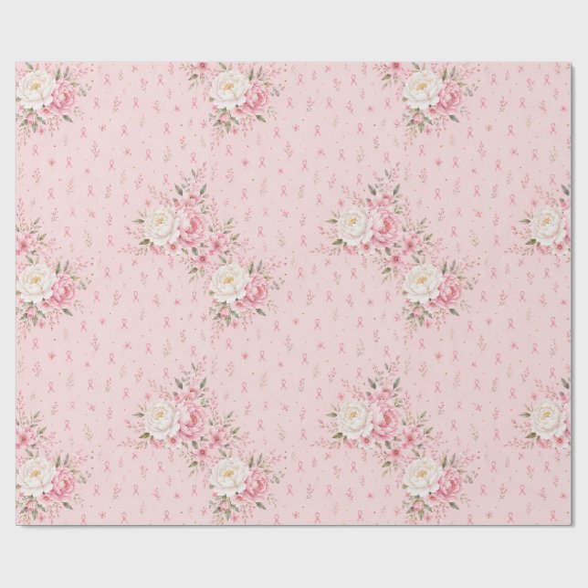 Bröstcancermedvetenhet Rosa Band Inpackningspapper Presentpapper (Platt)