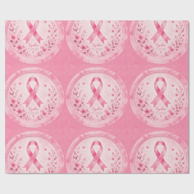 Bröstcancermedvetenhet Rosa Band Inpackningspapper Presentpapper (Platt)