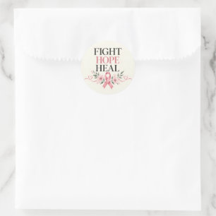 Bröstcancermedvetenhet Rosa Band Kämpa Hopp Runt Klistermärke