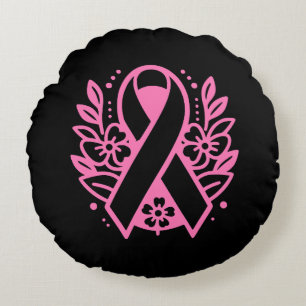 Bröstcancermedvetenhet Rosa Band Rund Kudde