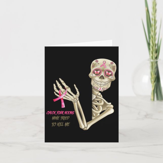Bröstcancermedvetenhet Skeleton Kontrollera ditt b Kort (Framsida)