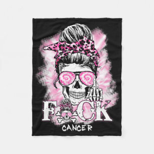 Bröstcancermedvetenhet Skull F Ck Cancer Rosa Rib Fleecefilt