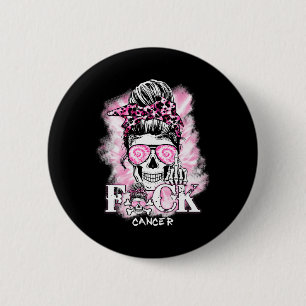 Bröstcancermedvetenhet Skull F Ck Cancer Rosa Rib Knapp