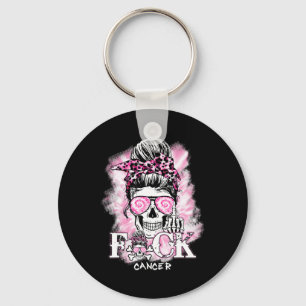 Bröstcancermedvetenhet Skull F Ck Cancer Rosa Rib Nyckelring