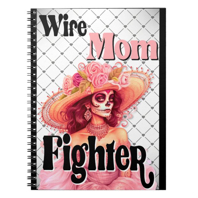 Bröstcancermedvetenhet Socker Skull Anteckningsbok (Framsidan)