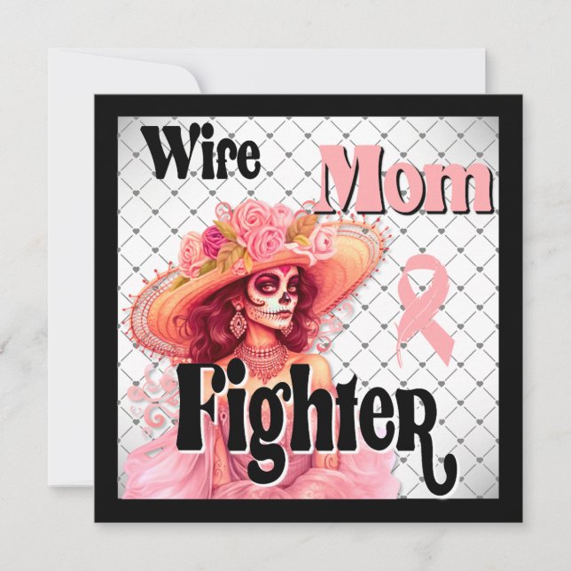 Bröstcancermedvetenhet Socker Skull Julkort (Framsida)