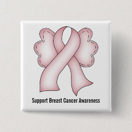 Bröstcancermedvetenhet (tända - rosor med vingar), knapp