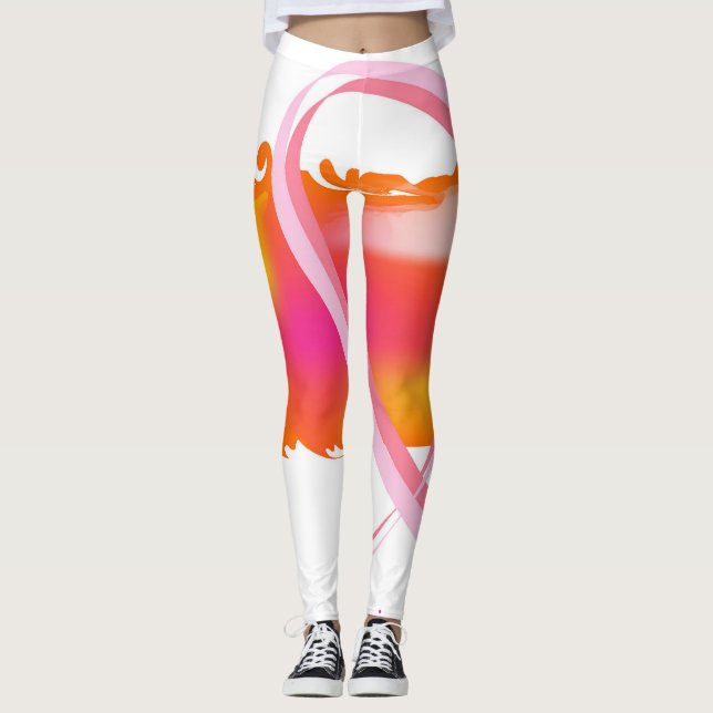 Bröstcancermedvetenhetdamasker Leggings (Framsida)