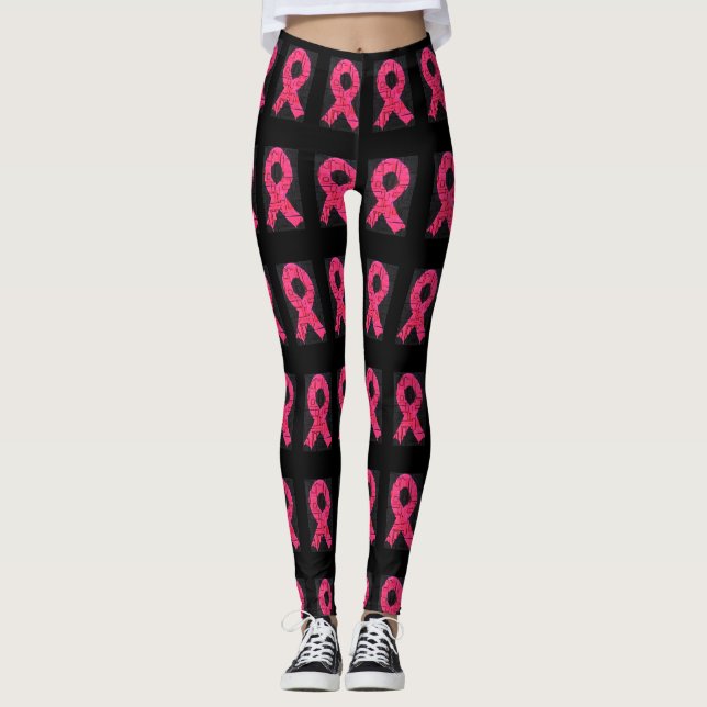 Bröstcancermedvetenhetdamasker Leggings (Framsida)