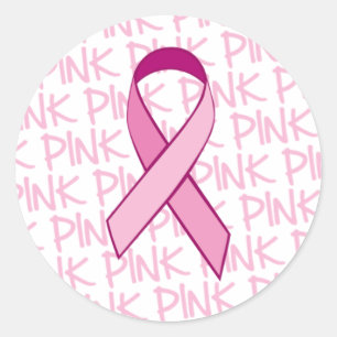 Bröstcancermedvetenhetklistermärke - rosa band runt klistermärke